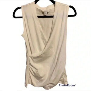 Sundance Womens Faux Wrap White Tank Top